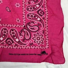 Vintage Paisley Elephant Trunk Up Bandana 100% Cotton RN 13962 Deep Pink