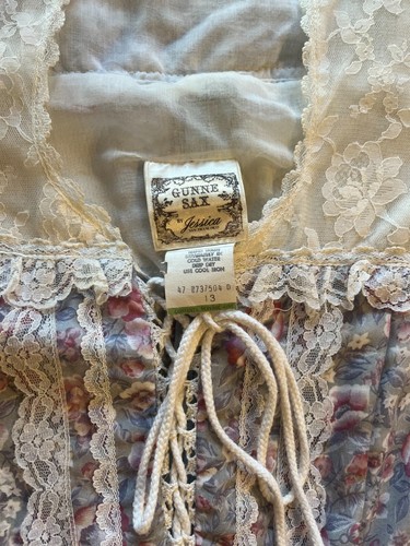 Vintage GUNNE SAX pale indigo/purple prairie boho wedding cottage core size 13 - Picture 12 of 14