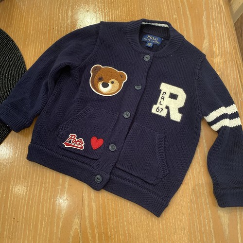 Polo Ralph Lauren Varsity Letterman Strickjacke Größe 2/2T Chenille-Aufnäher L@@k