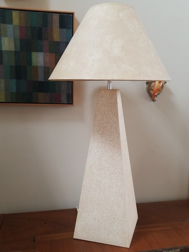 Vintage Fredrick Ramond Large 80s Post Modern Beige Cream Metal Lamp - Picture 4 of 10