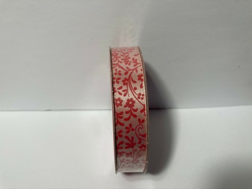 Peach Floral Flower Ribbon Polyester 1 Roll Simply Spring 5/8" 9' Nicole - Picture 4 of 6