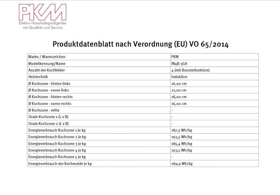 Induktionskochfeld 60cm Autark TouchControl 4x Booster Induktion PKM IN4B-3GA - Bild 3 von 3