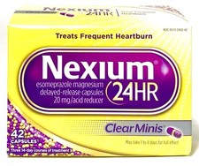 NEXIUM 24HR 42 CAPSULES  * CLEAR MINIS * ESOMEPRAZOLE MAGNESIUM 20mg EXP 11/27