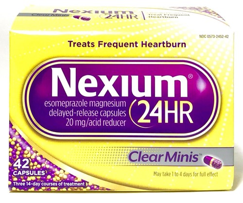 NEXIUM 24HR 2 X 42 (84) * CLEAR MINIS * ESOMEPRAZOLE MAGNESIUM 20mg EX 03/2027+ - Picture 3 of 5