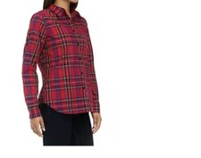 Shirt Chaps Women’s Plaid Dress Shirt 1XG Sleeve Flip Cuff