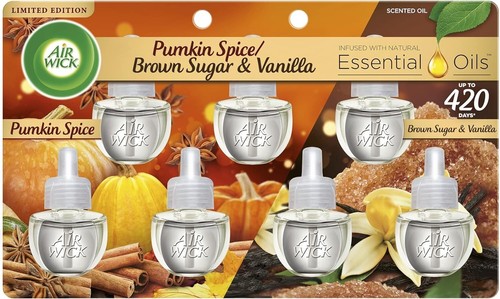 Air Wick Plug in Scented Oil Refill, 7ct, Pumpkin + Brown Sugar Mixed Pack