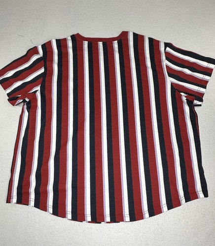 ORIGINAL USE Men's T Shirt Red Multicolor Striped Short Sleeve Size 2XL - Picture 7 of 8
