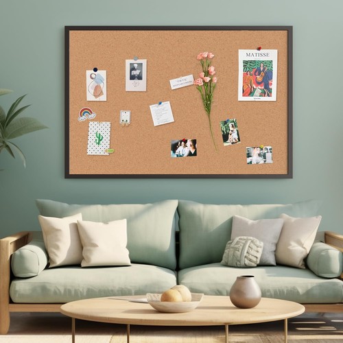 Large Wall-Mounted Cork Board 48x36 with Black Wood Frame - Office & Home Use - Picture 4 of 10