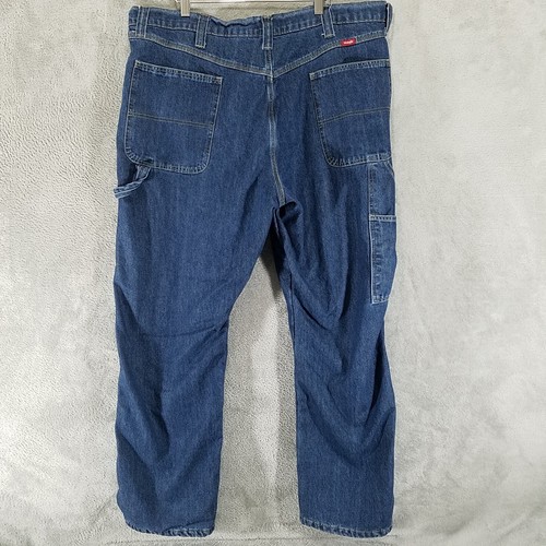 Jeans Wrangler da uomo 40x32 denim blu foderato in pile falegname gamba dritta - Foto 5 di 12