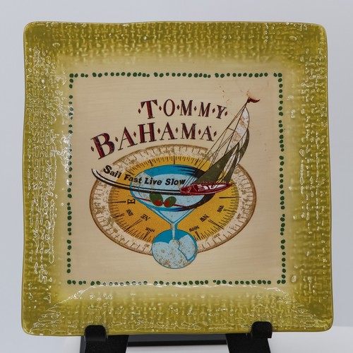 Tommy Bahama Plate Tiki Bar Square Tropical Snack Appetizer Dessert set of 4 VTG - Picture 4 of 7