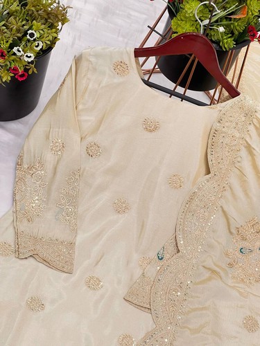 New Launching Pure Chinnon Silk Top Sharara With Dupatta For Function - Picture 11 of 14