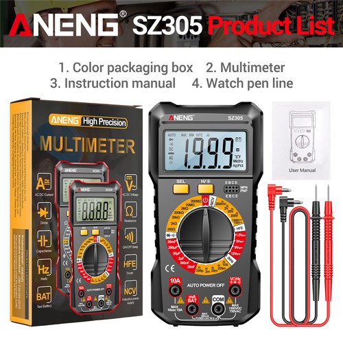 ANENG SZ304 SZ305 Hintergrundbeleuchtung Digital Multimeter NCV AC/DC Stimmstrom Ohm - Bild 12 von 28