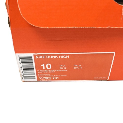 NWT Nike Dunk High Pine Green Varsity Maize White Packers 10 Mens 2008 AUTHENTIC - Picture 12 of 12