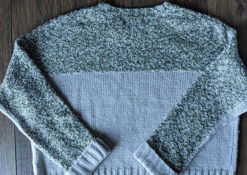 John + Jenn Cropped Sweater Cream Ivory Green Sz S/P Cable Knit Speckled & Solid - Picture 10 of 12