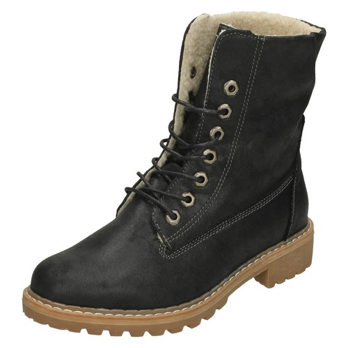 "SALE" Ladies F5R0867 Black or Tan Lace Up Fleece lined Boots By Down To Earth - Picture 2 of 19