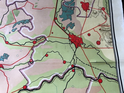 VINTAGE DUTCH SCHOOL EDUCATION GEOGRAPHICAL CANVAS LAND-MAP CHART # ZUID HOLLAND - Picture 3 of 7