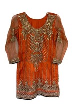 Pakistani/Indian Women's Designer three piece Shirt Dupatta And Pants Small