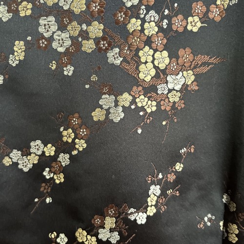 Women’s Cheongsam Sheath Dress Black Satin Brocade Sz 38 Floral Frog Closure Vtg - Picture 6 of 15