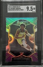 SGC 9.5! 2020-21 Panini Select - Green White Purple Prizm #61 Anthony Edwards RC