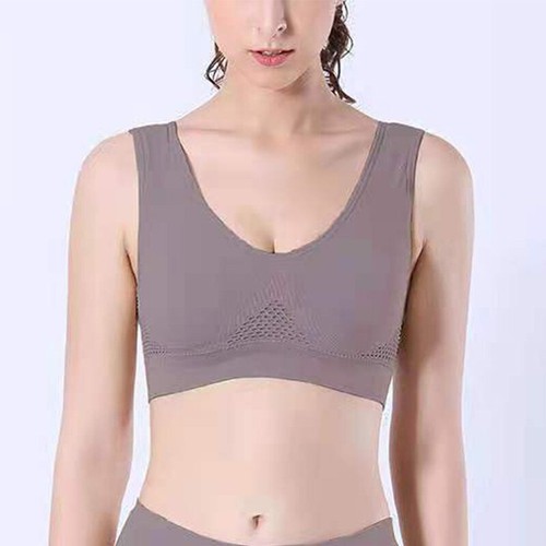 Womens Breathable Seamless Comfort Padded Stretch Sports Yoga Bra Top Crop Vest - Picture 11 of 29