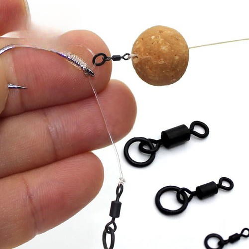 Black Carp Fishing Swivels 30~60Pcs Quick Change Rolling Swivels with Rings - Picture 5 of 12