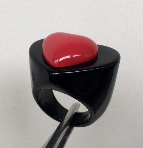 Sommer Herz Ring Größe 7 Plexiglas Acryl Kunststoff Ring 17,5 mm schwarz und rot - Bild 13 von 24