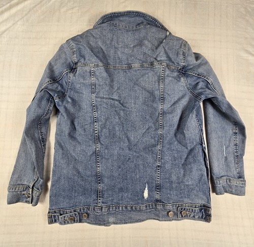 Lucky Brand Womens Tomboy Trucker Denim Jean Jacket Distressed Flap Pockets S - Picture 2 of 12