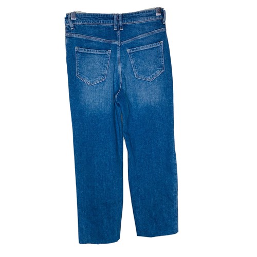 H&M Denim Girls Relaxed High Waist Raw Hem Jeans 12 Distressed Adjustable Waist - Picture 4 of 4