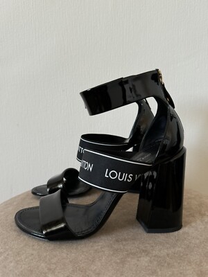 J*y様 LOUIS VUITTON ブラック ミュール ヒョウ柄が可愛い♪ Louis Vuitton 6AM ミュール 9cmヒール