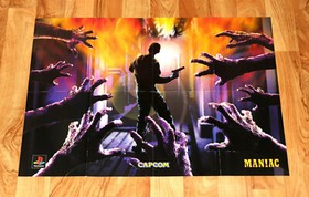 1996 Resident Evil Biohazard Capcom Sega Saturn PS1 Rare Vintage Poster 81x58cm.