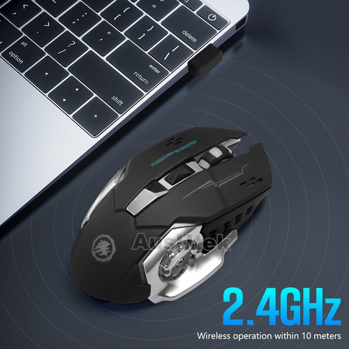 LED Wired / Wireless Rechargeable USB Optical Ergonomic Gaming Mouse Laptop PC - Picture 10 of 16