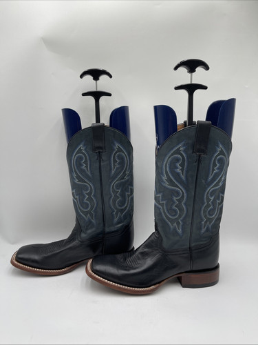 Stivali western uomo Cody James ricamati blu navy/nero taglia 9,5D - Foto 3 di 8