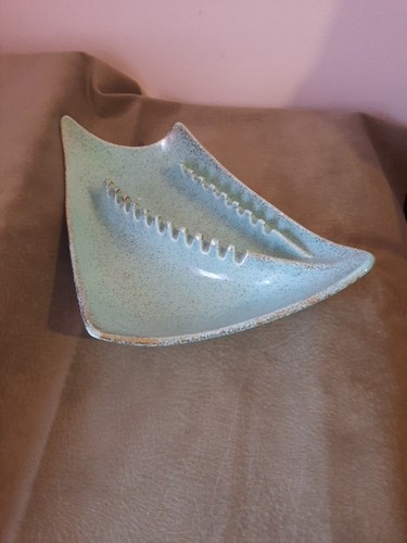 vintage ashtray turquoise and gold 12×8 made in USA retro style - Picture 2 of 10