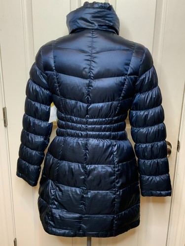 Michael Kors Navy Blue Packable Down Fill Long Lightweight Puffer Coat, Size PM - Picture 8 of 11