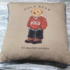 POLO BEAR RALPH LAUREN OREILLER EN DUVET D’OIE VINTAGE USA 18”x18” BLEU DOS USA