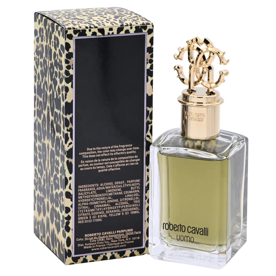 Roberto Cavalli Uomo Roberto Cavalli 古龙水男式 EDT 3.3 / 3.4 盎司全新带盒 — 第 4/4 张图片