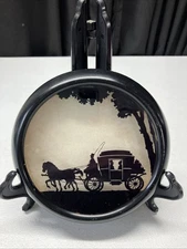 Vintage C.A. Richards "Silhouette Of An Old Coach “Print Reverse Painting Framed