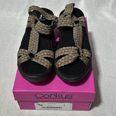 Corkys Bright Bronze Quickstep Woven Sandals Size 9