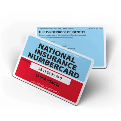Nino - Custom Printed Replacement National Insurance Number Card Plastic Card