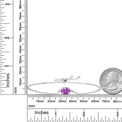 925 Sterling Silver Fancy Purple Zirconia Solitaire Bracelet For Women (1.21 - Picture 3 of 3