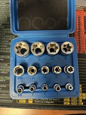 E-torx Socket Set 14 Piece Female Star 14 Pcs - E Socket Blue Case E-torx Socket Set 14 Piece Female Star 14 Pcs - E Socket Blue Case