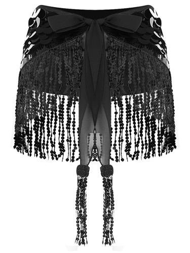 Womens Latin Belly Dance Hip Scarf Sparkly Sequin Tassel Waist Chain Skirt - Picture 62 of 113