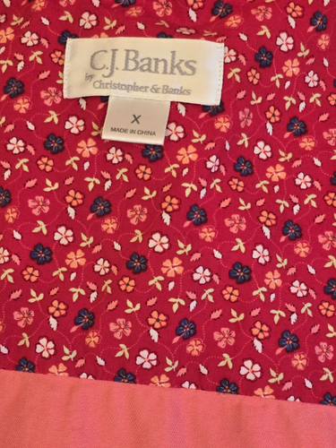 Vintage CJ Banks bestickte Hemdjacke mit Blumenapplikation X/14 W korallenrosa Retro - Bild 19 von 21