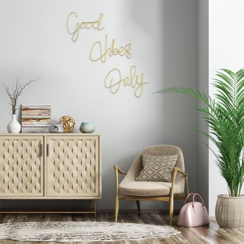 Good Vibes Only Wire Word Sign,Handmade Wire Word Sculpture,Gold Metal Letters - Picture 7 of 8