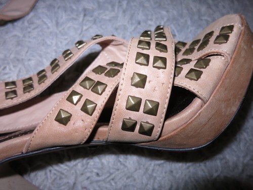 BUFFALO Lace Up High Heel Plateau Schnür Sandalette Sandale Braun Nieten Gr.40 - Bild 4 von 9