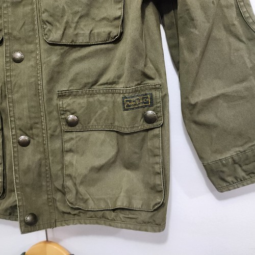Polo Ralph Lauren Boys Campbell Jacket Green Waxed Twill Utility Size S (8) Snap - Picture 2 of 20