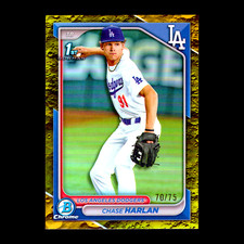2024 Bowman Chrome Draft Chase Harlan 1st Yellow Lunar Refractor Dodgers RC /75
