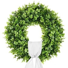 24" Artificial Front Door Boxwood Wreath,Spring Summer Wreaths for Front Door.