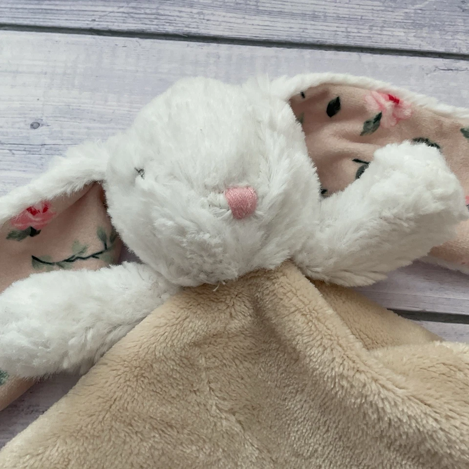 Mantas y más allá conejito conejo Lovey beige orejas florales bebé manta de seguridad Foto 3 de 4