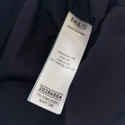 Abrigo largo acolchado relleno de plumón Per Una, azul marino, talla 24, cuello embudo, cremallera de 2 vías, fabuloso - Imagen 9 de 13